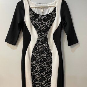 Sangria Bodycon Dress- Size 8, Black and White